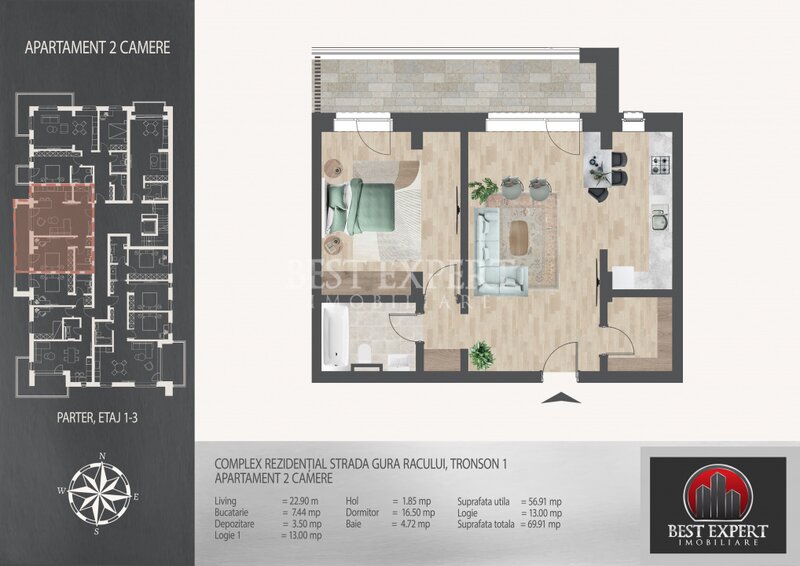 Doua camere incalzire pardoseala, acces rapid metrou N. Teclu